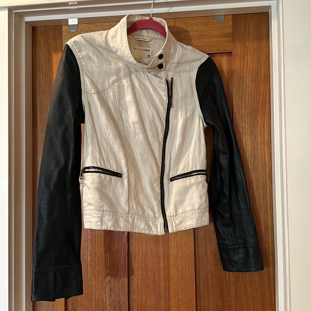 Rag And Bone Canvas And Leather Jacket In Size Sm… - image 1